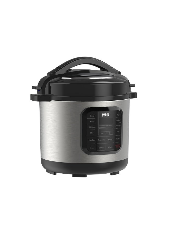 ويننج ستار , قدر ضغط , سعة 8 لتر , ديجيتال , 14 وظيفة , ملحقات ملعقة و كوب قياس , من الاستانلس ستيل , 1300 واط , اسود فضي , م/ ST-9314 - Image 3